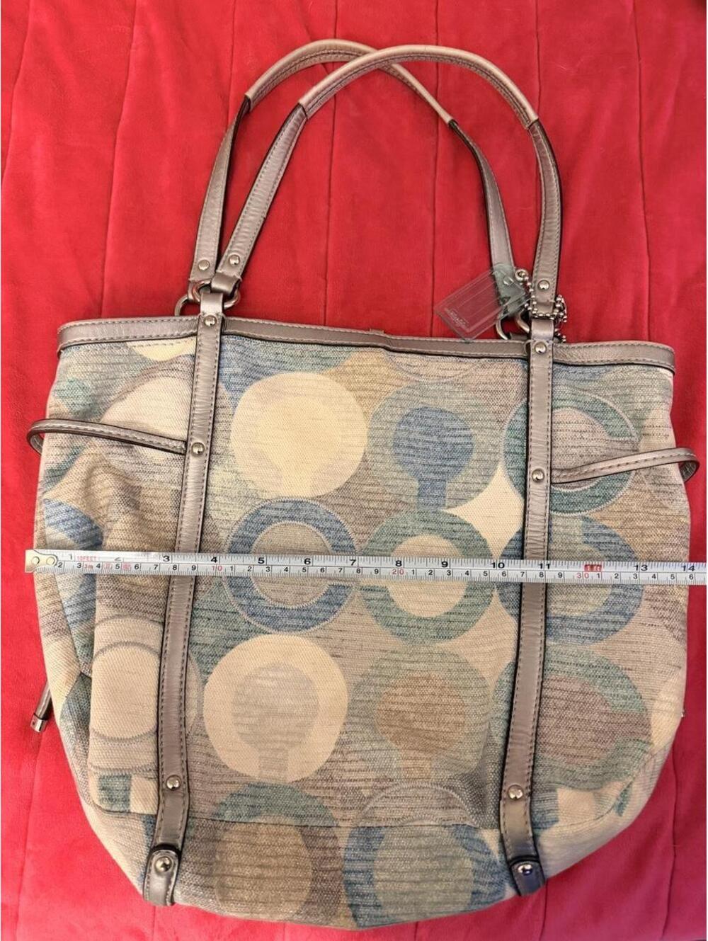 Vintage Coach Audrey Metallic Graphic Op Art Cinched Tote - Picture 5 of 7